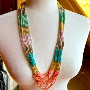 Multi color strand beads tropical colors 27" with 2" extension